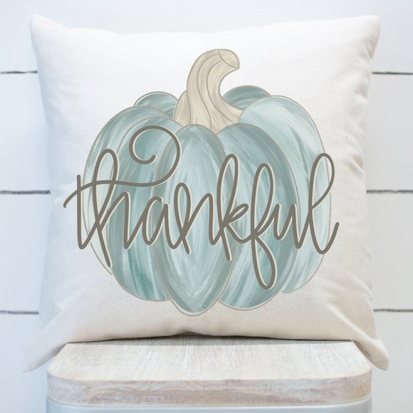 New Fall Pillow Cover, Blue Pumpkin, 16x16", Autumn Home Decor - Picture 2 of 3